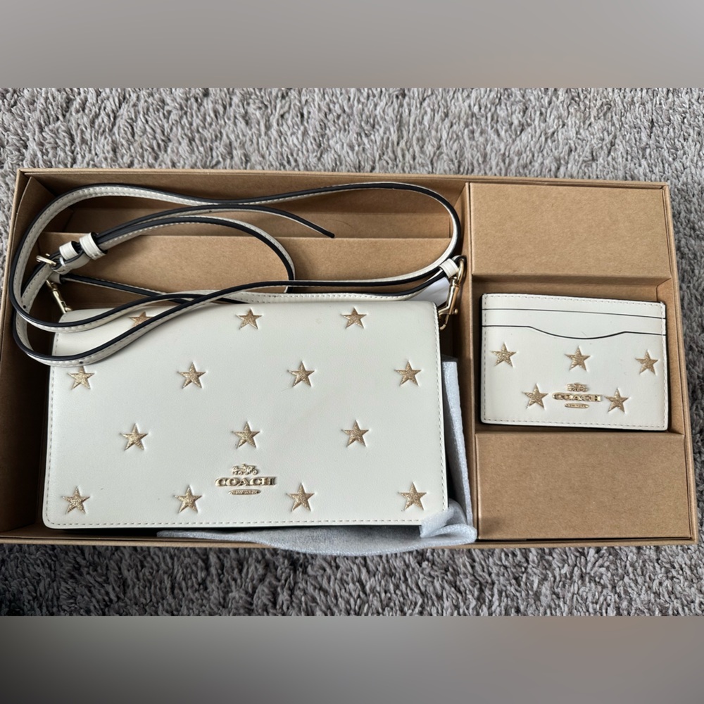 Coach Cream Star-Studded Crossbody Bag